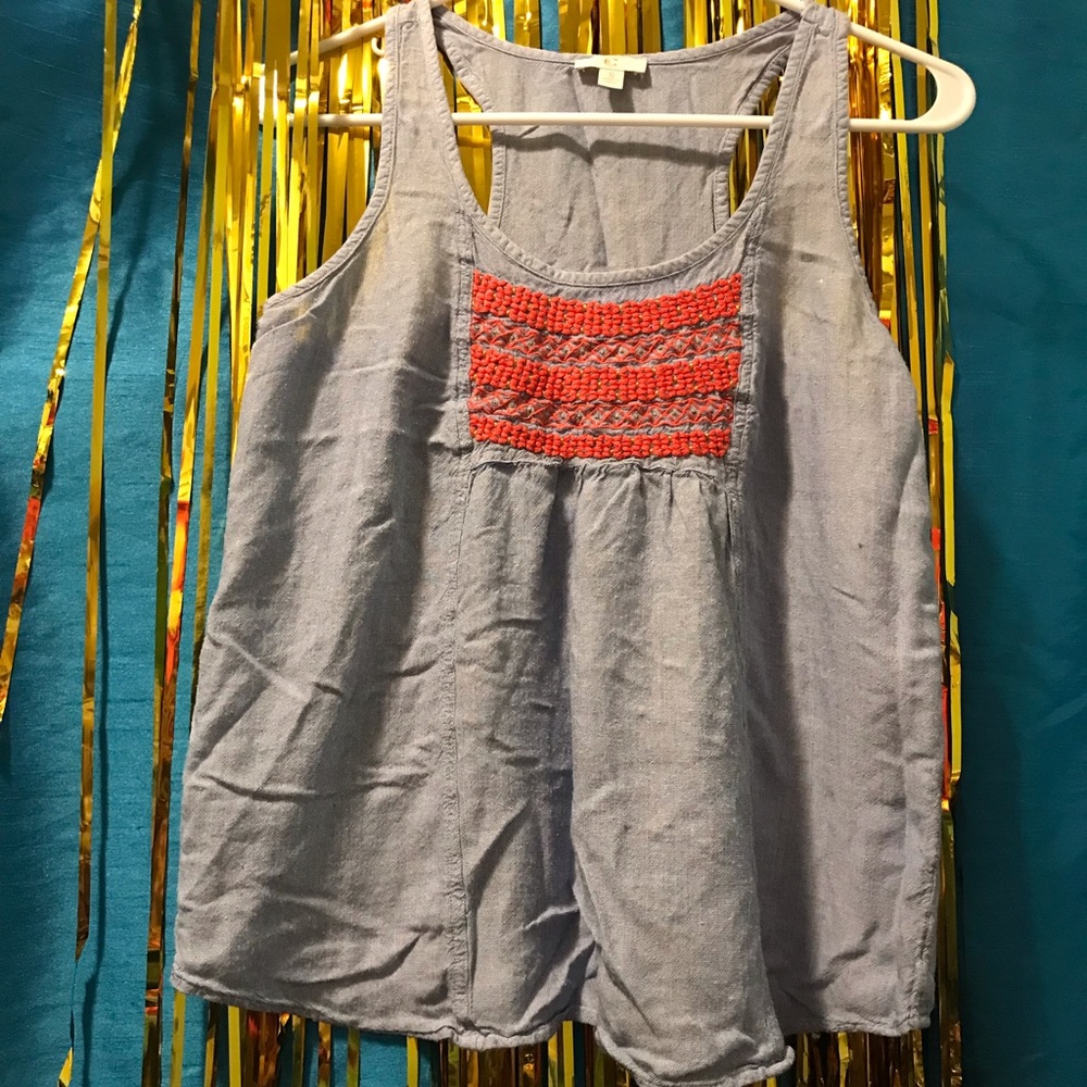 C Blue Tank Top w/ Orange Stitching